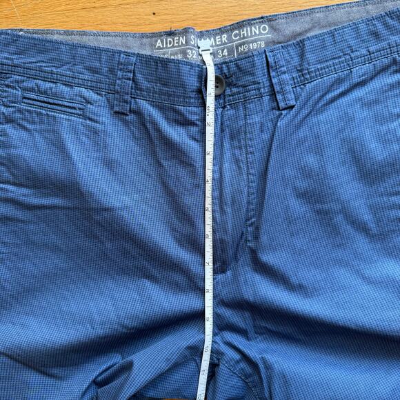 Banana Republic Aiden Summer Chino Blue Checkered Print Pants Size 32 x 34 - Picture 4 of 8